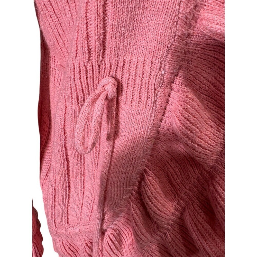 Jon & Anna Cardigan Sweater Womens L Pink Ruffle Open Front Waist Tie - Picture 3 of 9